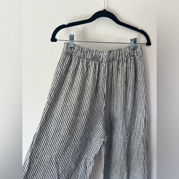 Reformation Ava Stripe Wide Leg Black‎ & White Striped Pull-On Linen Pants Small - Picture 10 of 13